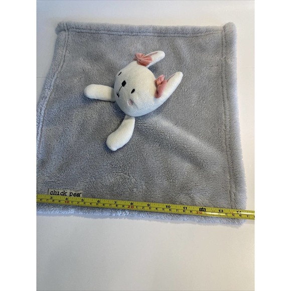 Rare Chick Pea Gray Baby Lovey Kitty W/ Pink Bows Plush Snuggly Security Blanket - Picture 4 of 9